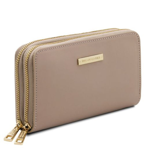 Gaia - Double zip around leather wallet